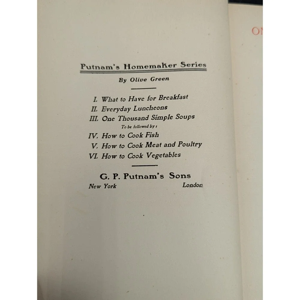 RARE 1st Ed. VTG Antique One Thousand Soups by Olive Green Putnam's Homemaker